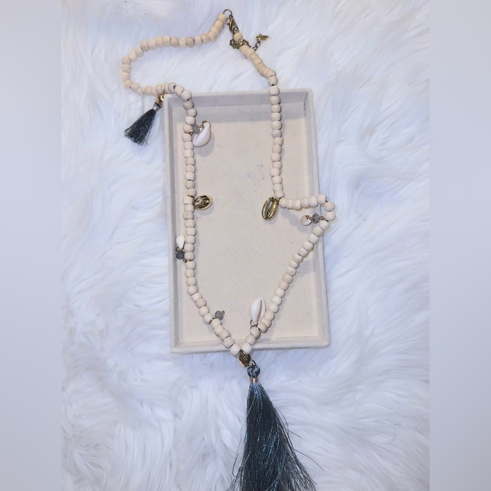 Beaded Necklace with Shell Accents